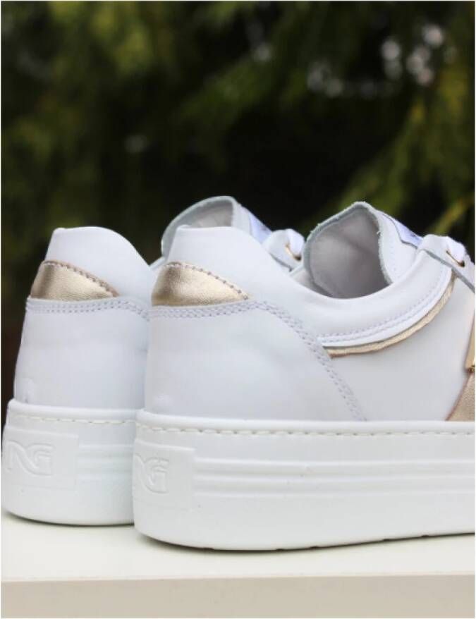 Nerogiardini Platform leren sneakers met gouden accenten