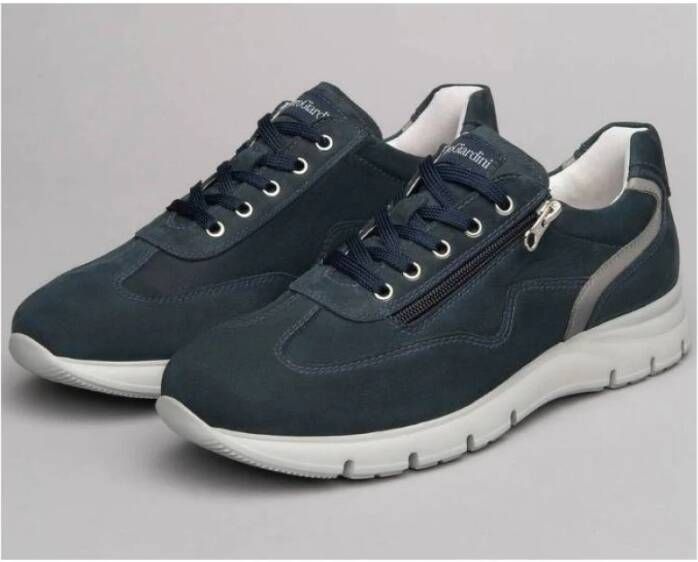 Nerogiardini Leren Urban Sneakers met Gedurfd Design Blue Heren