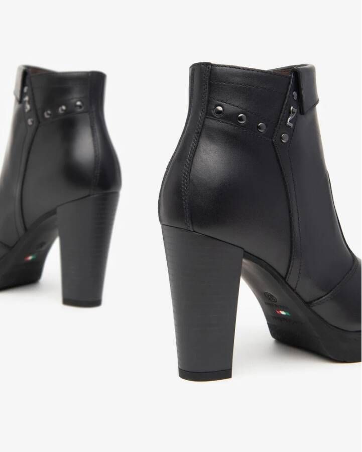 Nerogiardini Gespenkte leren enkellaarsjes Black Dames
