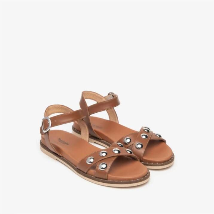 Nerogiardini Studded leren sandaal Brown Dames