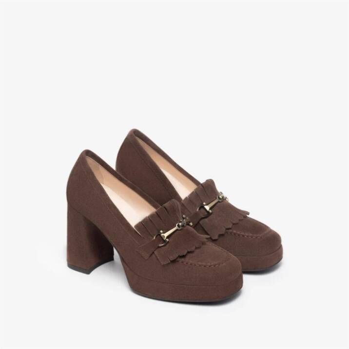 Nerogiardini Suède Kastanje Loafers Brown Dames