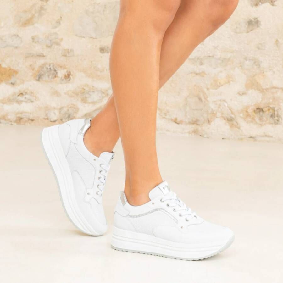 Nerogiardini Witte Leren Dames Sneakers White Dames
