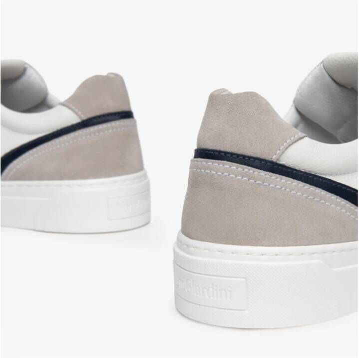 Nerogiardini Witte leren en suède sneakers White Heren