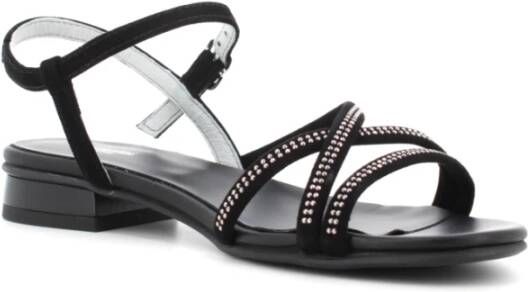 Nerogiardini Zwarte Lage Hak Sandalen voor Vrouwen Black Dames