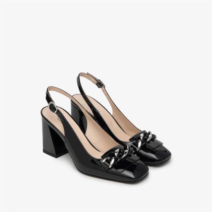 Nerogiardini Zwarte lak slingback sandalen Black Dames