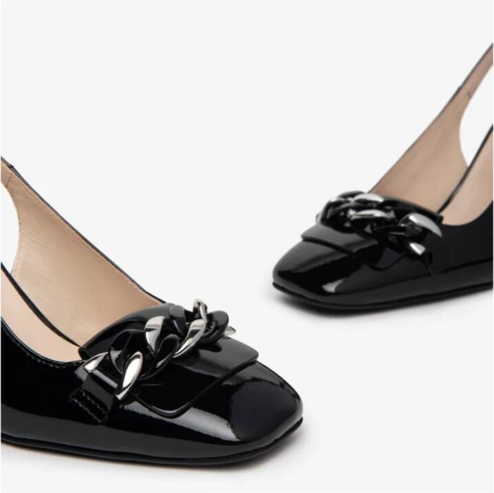 Nerogiardini Zwarte lak slingback sandalen Black Dames