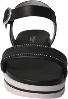Nerogiardini Zwarte Leren Kristal Sandaal Black Dames