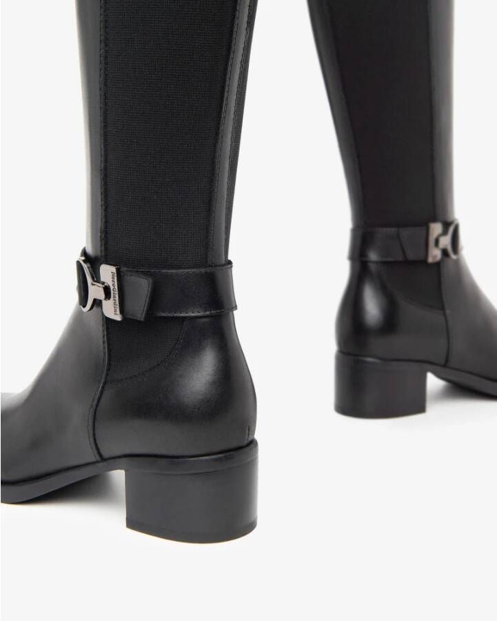 Nerogiardini Zwarte leren laarzen met decoratieve gesp Black Dames