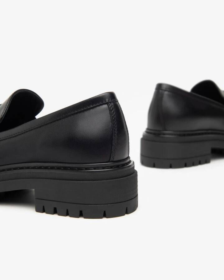Nerogiardini Zwarte leren loafers met metalen klem Black Dames