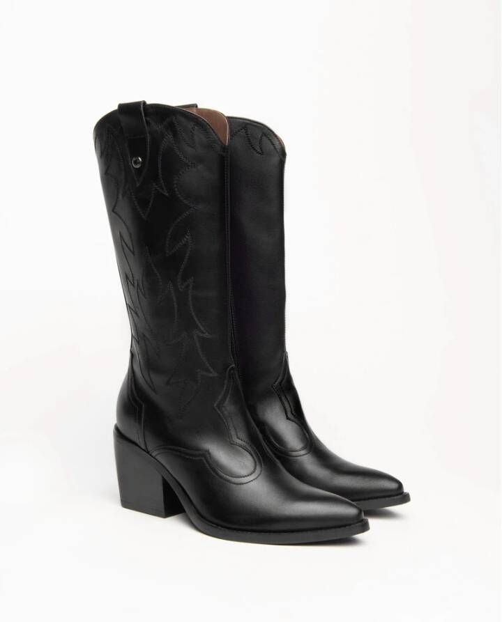 Nerogiardini Zwarte leren Texaanse stijl laars Black Dames