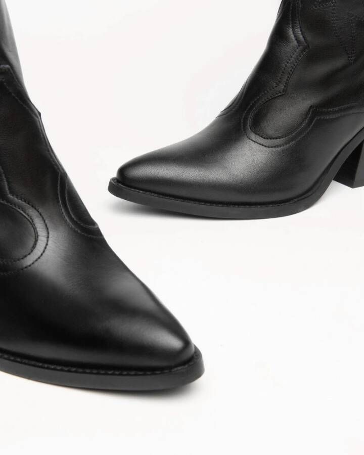 Nerogiardini Zwarte leren Texaanse stijl laars Black Dames