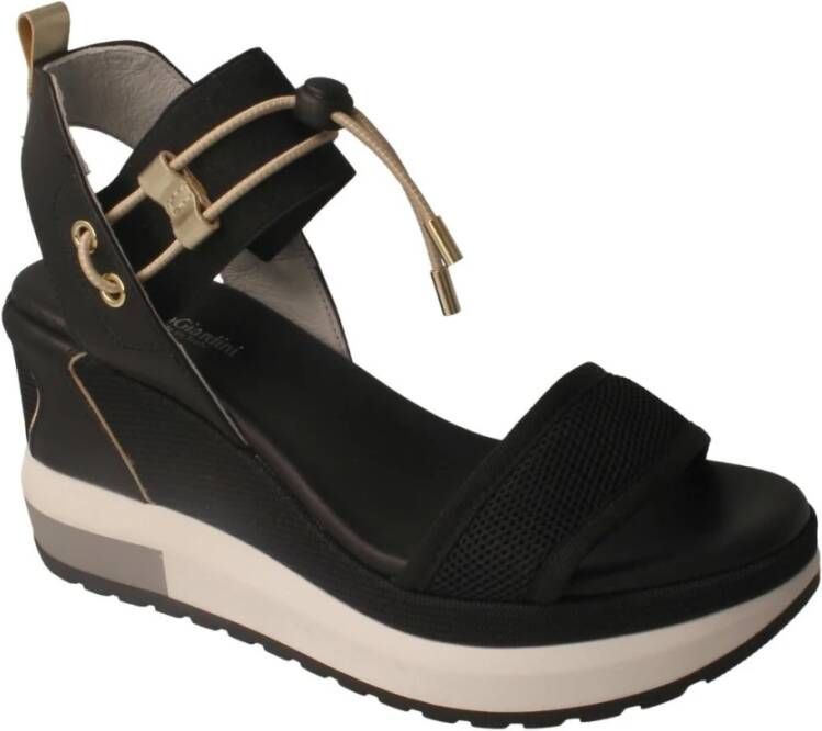 Nerogiardini Zwarte sleehak sandaal Black Dames