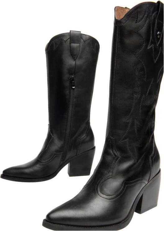 Nerogiardini Zwarte Suède Laarzen met Gespdetail Black Dames