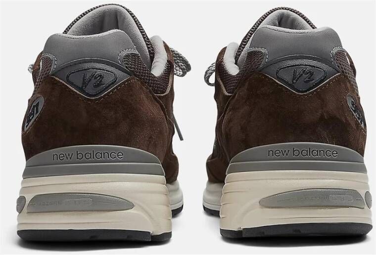 New Balance Bruine Leren Sneakers 991V2 Stijl Brown Heren