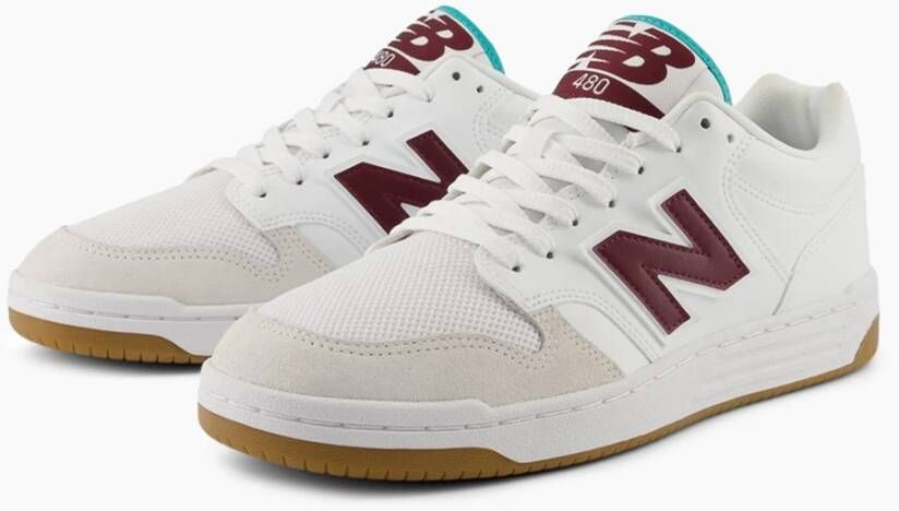 New Balance Klassiek 480 Laag Wit & Bourgondië Multicolor Heren