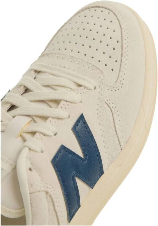 New Balance Navy Blauw Suède Veterschoen Beige Heren