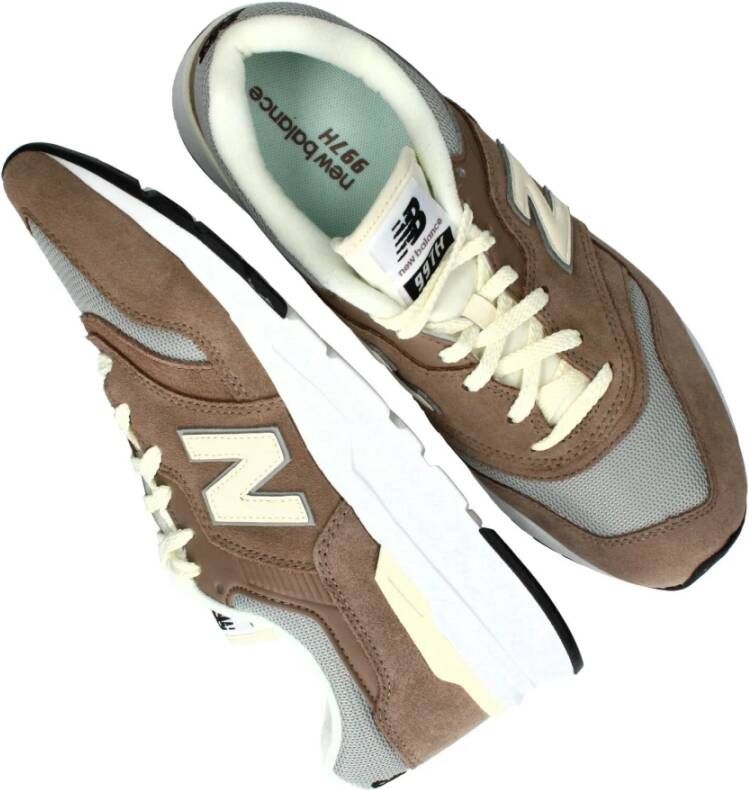 New Balance Bruin en beige leren textiel sneaker Beige Heren