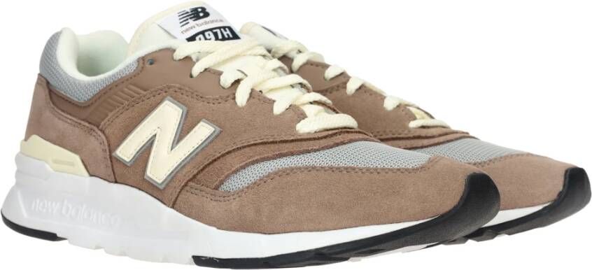 New Balance Bruin en beige leren textiel sneaker Beige Heren