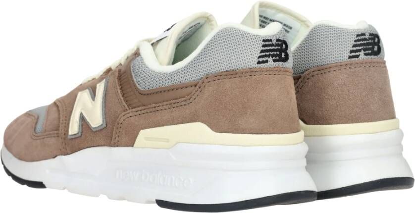 New Balance Bruin en beige leren textiel sneaker Beige Heren