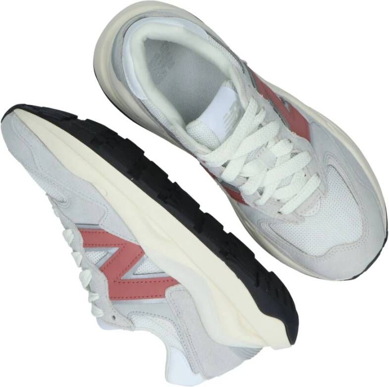 New Balance Grijze Leren-Textiel Sneakers Grijs Dames