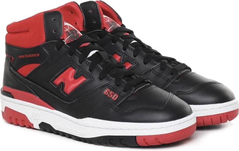 New Balance Zwarte Leren Sneakers met Rode Accenten Zwart Heren