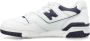 New Balance Wit Marineblauw Leren Lage Sneakers White Dames - Thumbnail 3