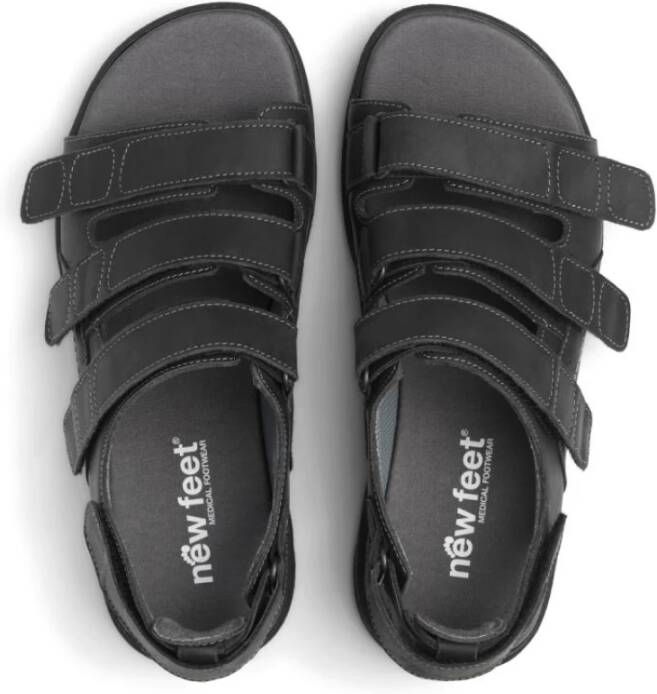 New Feet Flat Sandals Black Heren