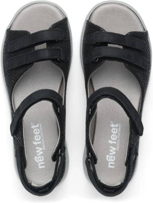 New Feet Flat Sandals Zwart Dames
