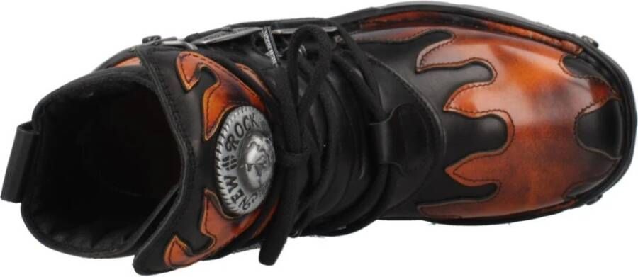 New Rock Metallic Veterschoenen Enkellaarsjes