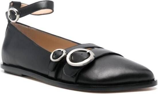 Niccolò Pasqualetti Zwarte Leren Gesp Enkelband Schoenen Black Dames