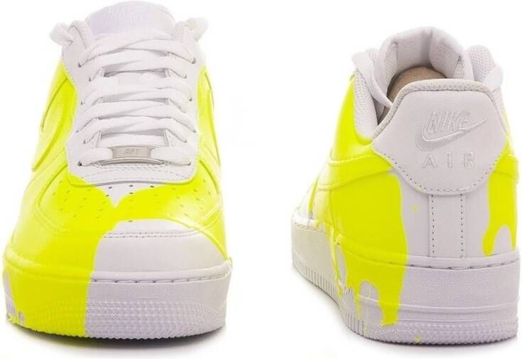 Nike Aangepaste Air Force 1 07 Wit Geel Fluorescerend Zwart Heren