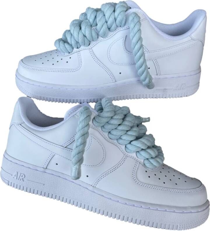 Nike Baby Blue Custom Touw Veters Upgrade White Heren