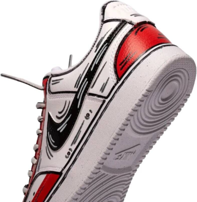Nike Custom Court Vision Lo Rood Zwart Wit Multicolor Heren
