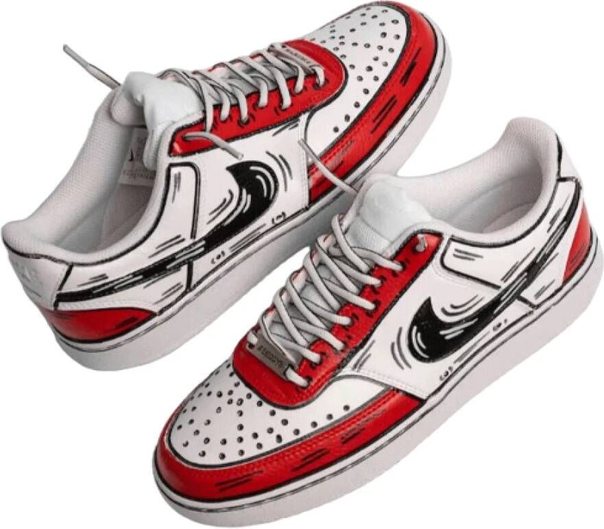 Nike Custom Court Vision Lo Rood Zwart Wit Multicolor Heren