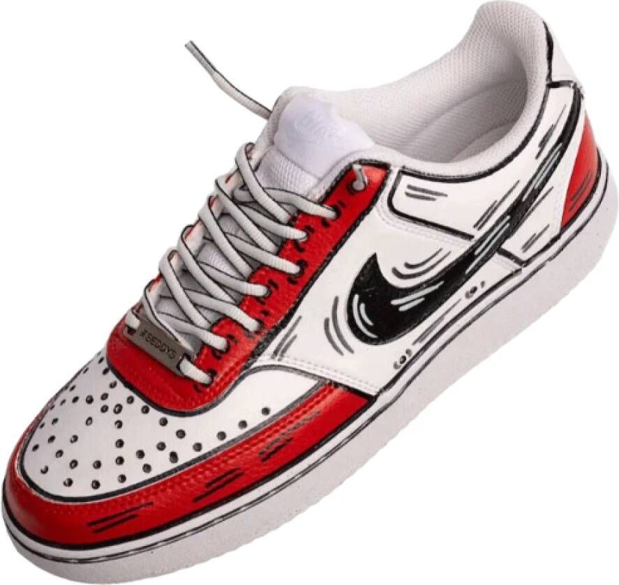 Nike Custom Court Vision Lo Rood Zwart Wit Multicolor Heren