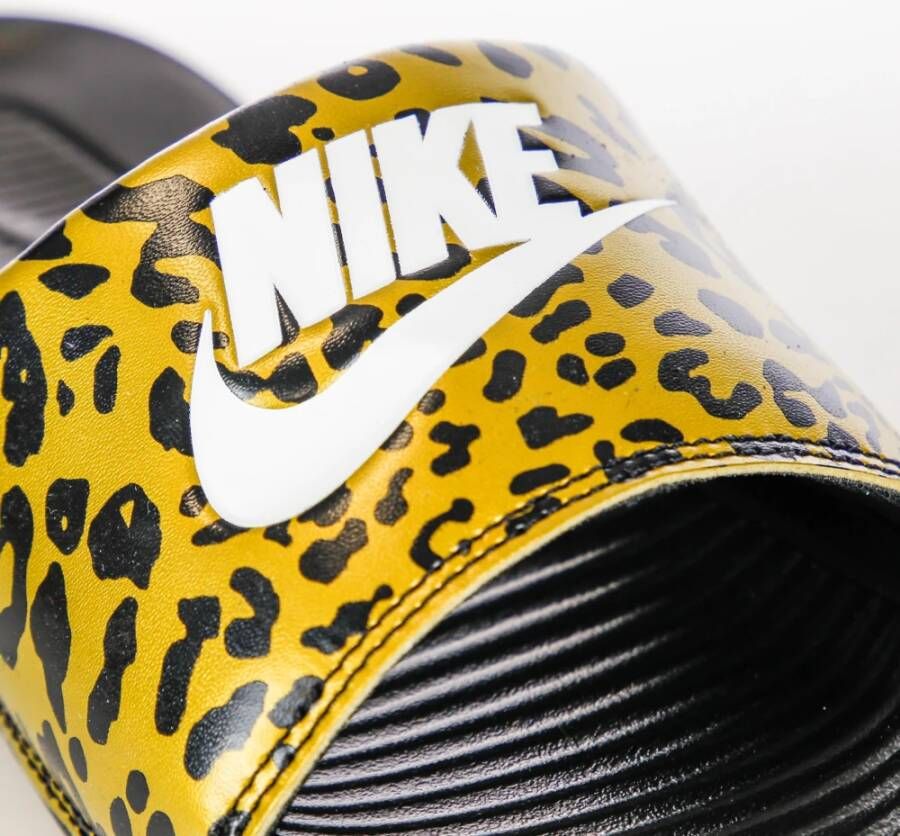 Nike Gedrukte Slide Pantoffels Chutney Wit Zwart Yellow Dames