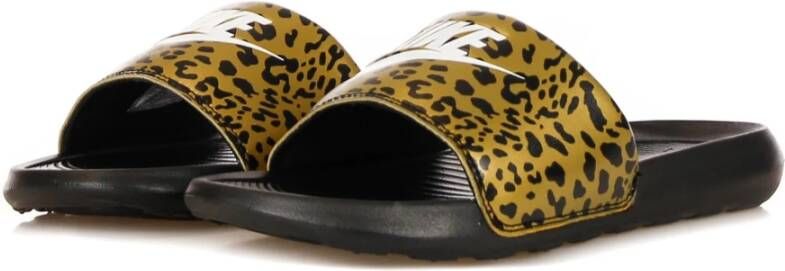 Nike Gedrukte Slide Pantoffels Chutney Wit Zwart Yellow Dames