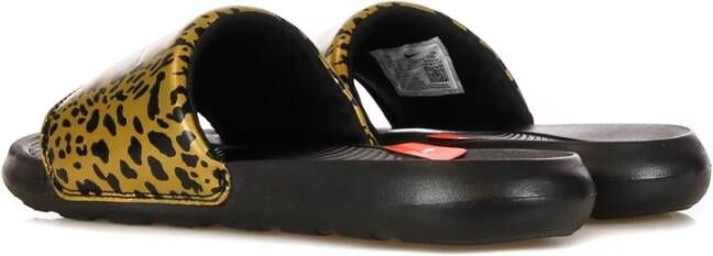 Nike Gedrukte Slide Pantoffels Chutney Wit Zwart Yellow Dames