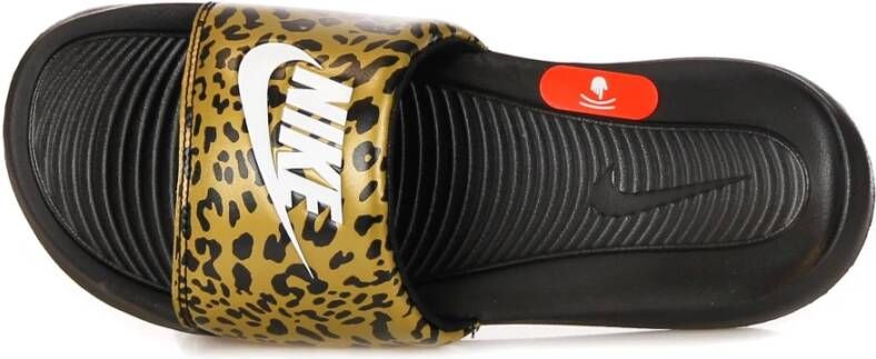 Nike Gedrukte Slide Pantoffels Chutney Wit Zwart Yellow Dames