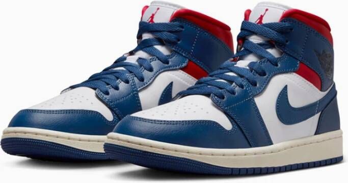 Nike Jordan 1 Mid Leren Sneakers Blue Heren