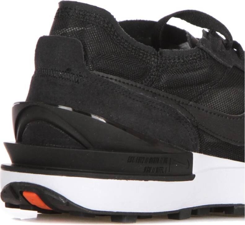 Nike Lage Sneaker Zwart Wit Oranje Wafel Stijl Black Heren