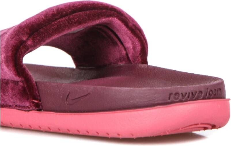 Nike Velours Band Slippers Donkerroze Pink Dames