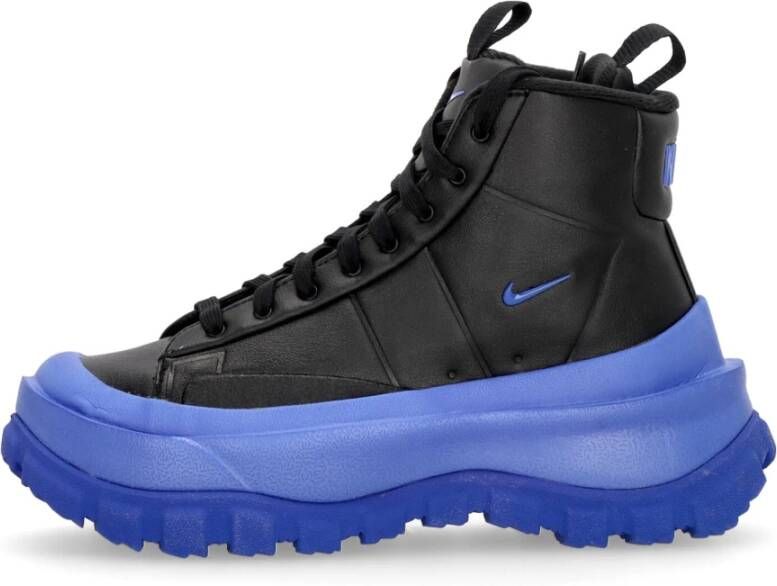 Nike Zwarte Mid-Top Veterschoen met Blauwe Accents Black Dames