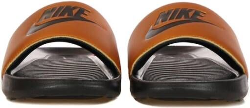 Nike Zwarte Slide Slippers met Metallic Koper Brown Dames