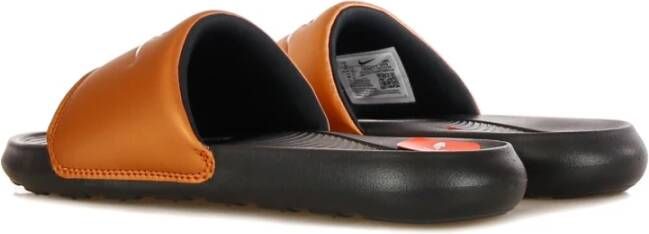 Nike Zwarte Slide Slippers met Metallic Koper Brown Dames