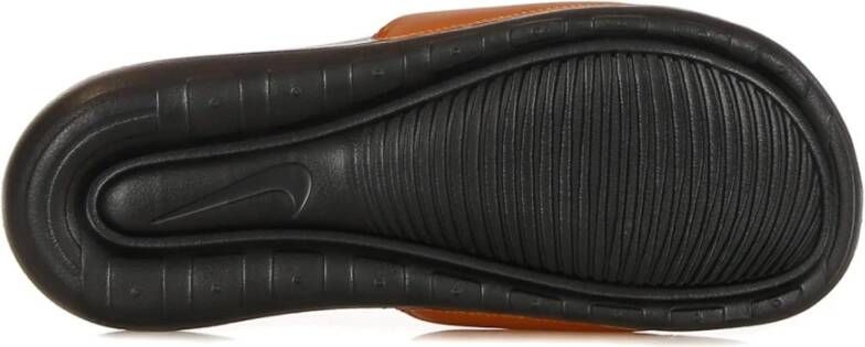 Nike Zwarte Slide Slippers met Metallic Koper Brown Dames