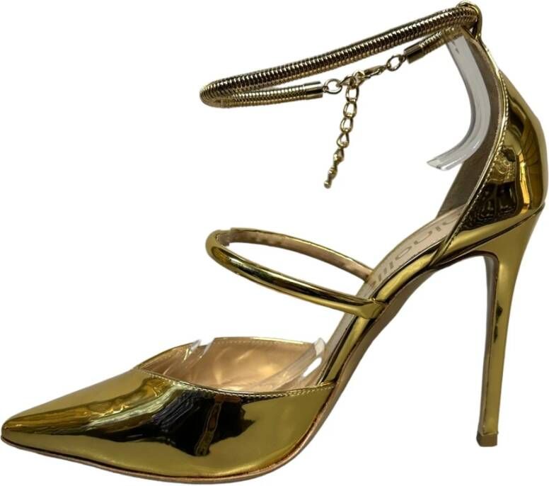 Ninalilou Gouden Spiegel Pumps met Enkelband Yellow Dames
