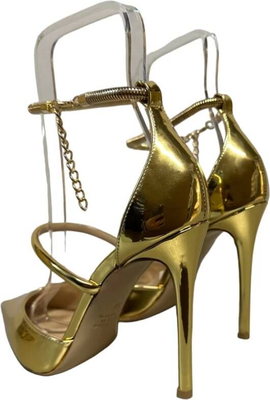 Ninalilou Gouden Spiegel Pumps met Enkelband Yellow Dames