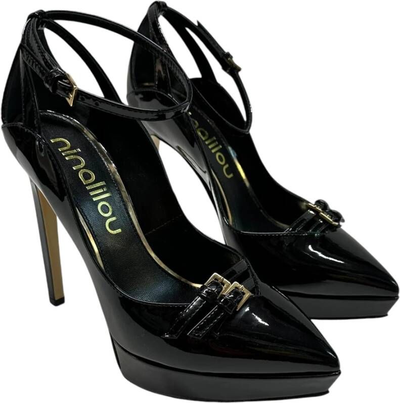Ninalilou Lakleren Hoge Hak Pumps Black Dames