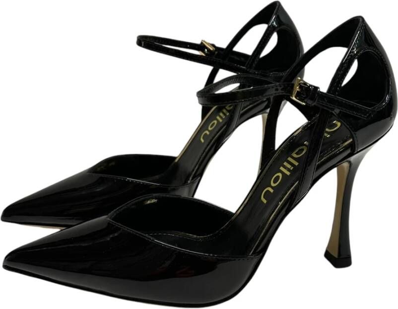 Ninalilou Lakleren Hoge Hak Pumps met Enkelband Black Dames